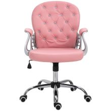 Vinsetto Office Chair Ergonomic 360? Swivel PU Diamante Padded Base 5 Castor Wheels for Home Work Pink