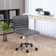 HOMCOM Adjustable Swivel Office Chair with Armless Mid Back in Microfibre Cloth and Chrome Base Grey