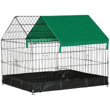 PawHut Rabbit Cage Guinea Pig Playpen Small Animal House for Kitties Puppies, w Water Proof Oxford Roof Floor 90 x 75 x 75 cm