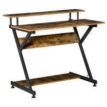 HOMCOM Industrial Computer Desk with Monitor Stand, 100 x 60cm Compact Desk for Small Spaces, Home Office Desk, Rustic Brown