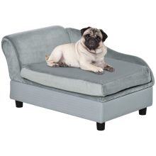 PawHut Pet Sofa Chair, with Storage, Cushion, for Small Dogs, Cats Light Grey