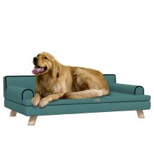 PawHut Dog Sofa, with Wooden Legs, Water Resistant Fabric, for Medium & Large Dogs Green