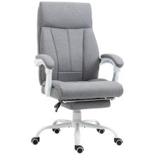 Vinsetto Office Chair, Ergonomic Desk Chair, Fabric Work Study Chair with 155? Reclining Back and Footrest, Adjustable Height and Swivel Wheels, Grey