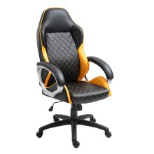 Vinsetto Office Chair Faux Leather Diamond Line High Back Rocker Swivel Desk Chair Orange