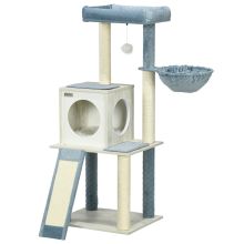 PawHut 114cm Cat Tree for Indoor Cats, with Scratching Posts, hammock, Bed, House