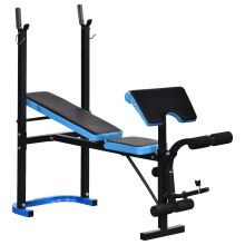 HOMCOM Adjustable Weight Bench with Leg Developer Barbell Rack for Lifting and Strength Training Multifunctional Workout Station for Home Gym Fitness, Black