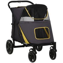 PawHut Foldable Pet Stroller, with Universal Wheels, Shock Absorber, for Medium and Large Dogs Grey