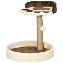 PawHut 44cm Cat Tower, Cat Tree for Indoor Cats, with Sisal Cat Scratching Post, Toy Ball Brown