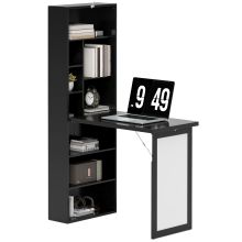 HOMCOM Three Part Work Desk, with Storage and Writing Board Black