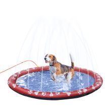 PawHut 150cm Splash Pad Sprinkler for Pets Dog Bath Pool Water Game Mat Toy Non slip Outdoor Backyard Red