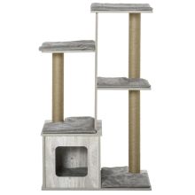 PawHut Cat Tree Tower, Activity Centre, with Scratching Posts, Cat House, Perches Grey