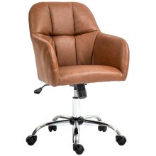 HOMCOM Faux Leather Tub Office Chair, with Wheels Brown