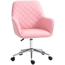 Vinsetto Office Desk Chair, Leather Feel Fabric Computer Swivel Chair with Rolling Wheels and Adjustable Height for Home, Pink