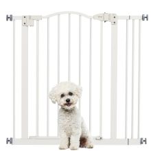 PawHut Metal 74 87cm Adjustable Pet Gate Safety Barrier w Auto Close Door White