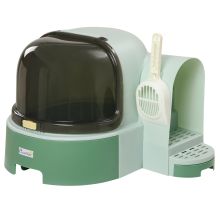 PawHut 2 in 1 Cat Litter Box, with Drawer Pans, Scoop, Openable Cover Green