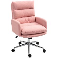 HOMCOM Home Office Chair, Upholstered Sherpa Fleece Desk Chair with Height Adjustable, Tilt Function and 360? Swivel Wheels for Home Office and Study Room, Pink