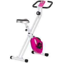 SPORTNOW Folding and Quiet Exercise Bike with 8 Level Magnetic Resistance and Heart Rate Sensor, for Home Gym, Pink and White