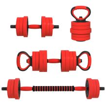 SPORTNOW 20kg Four In One Adjustable Weight Dumbbells Set, Barbell, Kettlebell, Push Up Stand Red