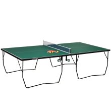 SPORTNOW 9FT Folding Table Tennis Table, with 8 Wheels, for Indoor Use Green