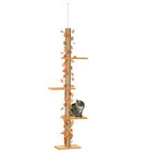 PawHut 242cm Adjustable Floor To Ceiling Cat Tree, with Artificial Decoration, Perches, Anti Slip Kit Orange