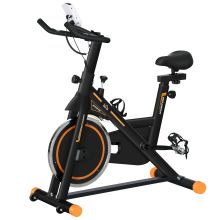 HOMCOM Exercise Bike, Indoor Cycling, with LCD Display, Heart Rate, Sensor Black and Orange