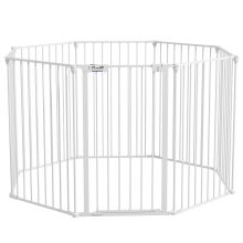 PawHut 2 in 1 8 Panels Dog Pen, Safety Gate, with Lockable Door, for Medium Dogs White