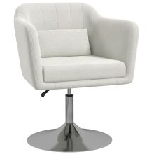 HOMCOM Modern Accent Chair with Swivel Base, Height Adjustable Arm Chair with Pillow for Living Room, Bedroom, Cream White