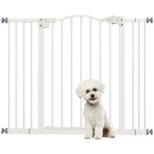 PawHut Metal 74 100cm Adjustable Pet Gate Safety Barrier w Auto Close Door White