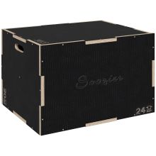 SPORTNOW Multi Faceted Jump Box, Wooden Step Up Box, for Home, Gym, Exercise, 41 51 61cm Black