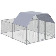 PawHut Walk In Chicken Run Chicken Coop with Roof Outdoor for 10 12 Chickens, Hen House, Duck Pen, 2.8 x 3.8 x 2 m