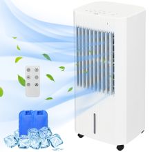 HOMCOM Portable 3 in 1 Air Cooler with 5 Litre Capacity, Oscillation, LED Display, Remote, 15 Hour Timer, Evaporative Air Cooler Fan with 3 Speeds, 3 Modes, Ice Packs, for Home Office