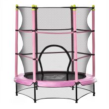 HOMCOM 4.6FT Kids Trampoline, Indoor Outdoor Toddler Trampoline, with Safety Enclosure, Springless design Pink