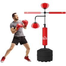 HOMCOM 3 in 1 Boxing Punching Bag, Freestanding with 2 Speed Bals, 360? Reflex Bar, 160 230cm Adjustable Height, Red