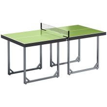 HOMCOM 6ft 182cm Mini Table Tennis Table Folding Ping Pong Table with Net Multi Use Table for Indoor Outdoor Game, Green