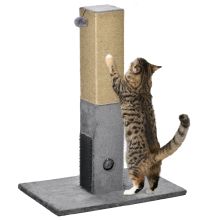 PawHut Cat Tree Scratching Post for Indoor Cats 79cm Jute Scratcher Climber w Carpet Base Dangling Toy ? Grey