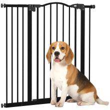 PawHut Pressure Fit Dog Stair Gate No Drilling Safety Gate Auto Close for Doorways, Hallways, 74 94cm Adjustable, 94cm Tall, Black