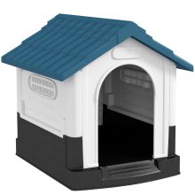 PawHut Plastic Dog Kennel with Windows, for Garden Patio, Miniature and Small Dogs, 80 x 69 x 76cm Blue