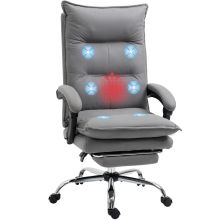 Vinsetto Massage Office Chair with Footrest, Desk Chair with 6 Point Massage and Heat, 155? Reclining Back for Home, Thick Padding, Grey