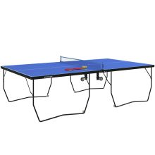 SPORTNOW 9FT Folding Table Tennis Table, with 8 Wheels, for Indoor Use Blue