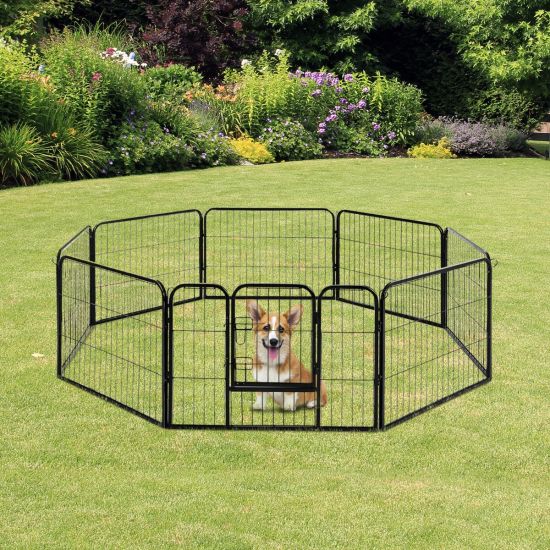 Pawhut Heavy Duty Dog Pens Pet Puppy PlayPen size 80 x 60 cm Black