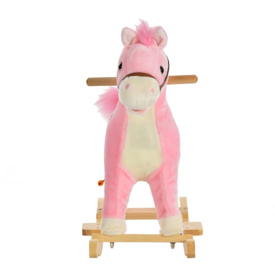 Pink plush cheap rocking horse