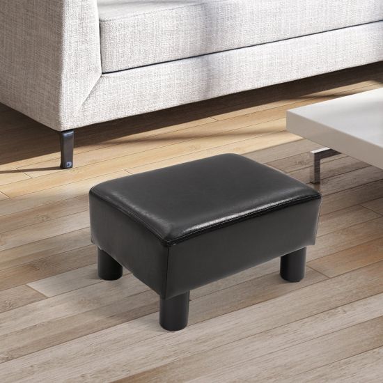 Modern Small Faux PU Leather Footstool Ottoman Footrest Stool Seat Chair  Foot Stool,Black 