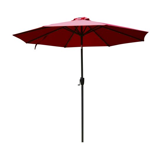 red lighted patio umbrella