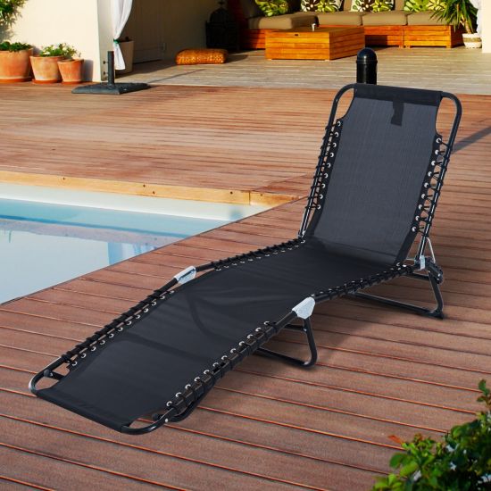 folding sun lounger black